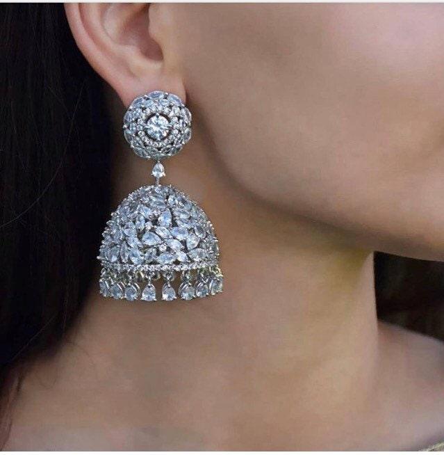 CZ Jhumka/ Indian Earring/ Diamond Jhumkas/ Statement Earring/ Indian Jewelry