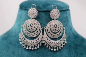 Diamond Chaandbalis/ Indian Jewelry/ CZ Chaandbali/ Zirconia Earrings/ Indian Earrings/ Pakistani Jewelry / Bollywood Jewelry/