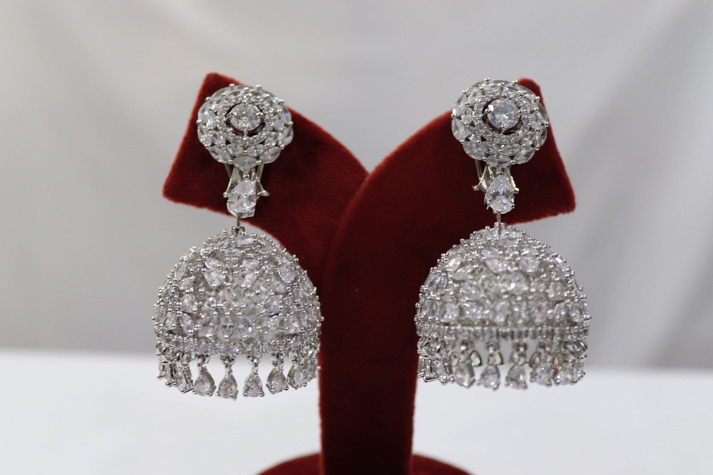 CZ Jhumka/ Indian Earring/ Diamond Jhumkas/ Statement Earring/ Indian Jewelry