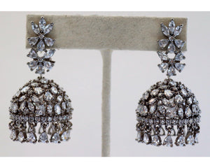 Mili Black Diamond Jhumki/ Small Jhumka/ CZ Jhumka/ Indian Jewelry/ Pakistani Jewelry/ Indian Earrings/ American Diamond