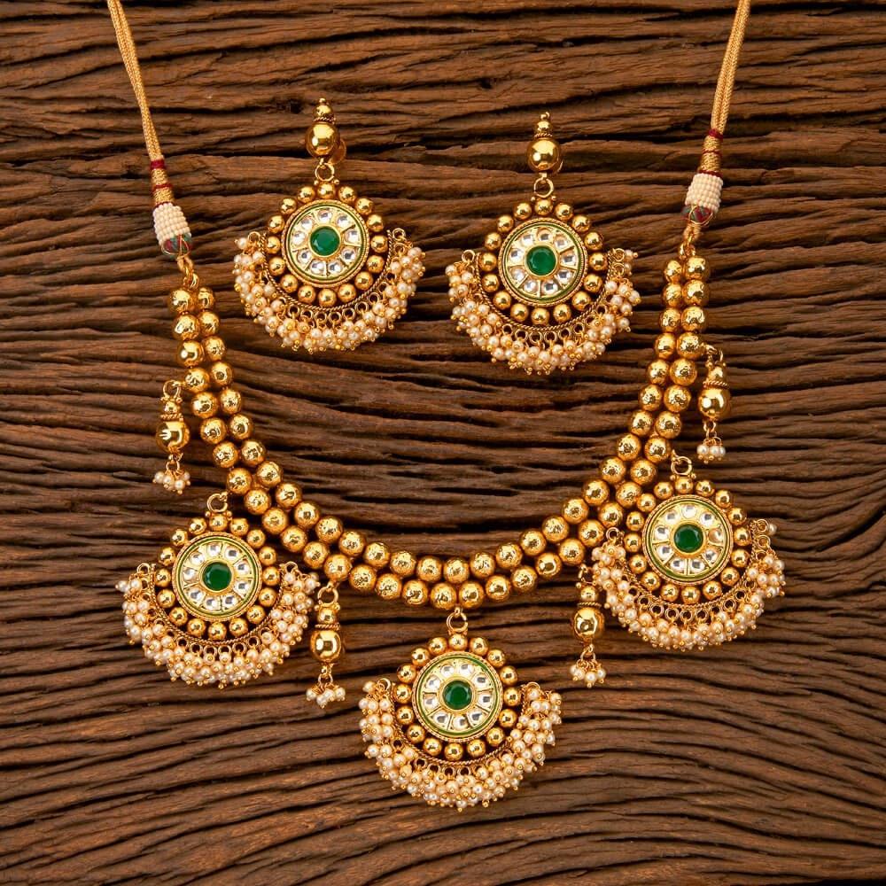 Kundan Gold Necklace/ Indian Gold Choker/ Pakistani Jewelry/ Punjabi Jewelry/ Kundan Necklace/ Kundan Choker/ Indian Jewelry