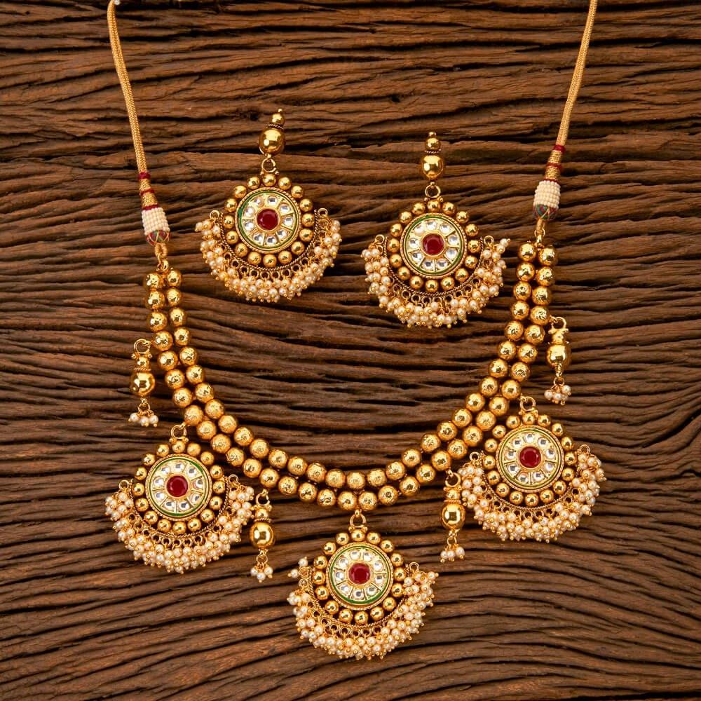 Kundan Gold Necklace/ Indian Gold Choker/ Pakistani Jewelry/ Punjabi Jewelry/ Kundan Necklace/ Kundan Choker/ Indian Jewelry