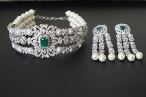 Gina Choker/ CZ Pearl Choker Necklace Set/ Kundan Necklace Set/ Victorian Choker/ Indian Choker