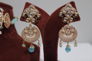 Mint Blue Kundan Necklace / Indian Choker/ Indian Jewelry/ Pakistani Jewelry/ Bollywood Jewelry/ Blue Choker/ Indian Necklace Set