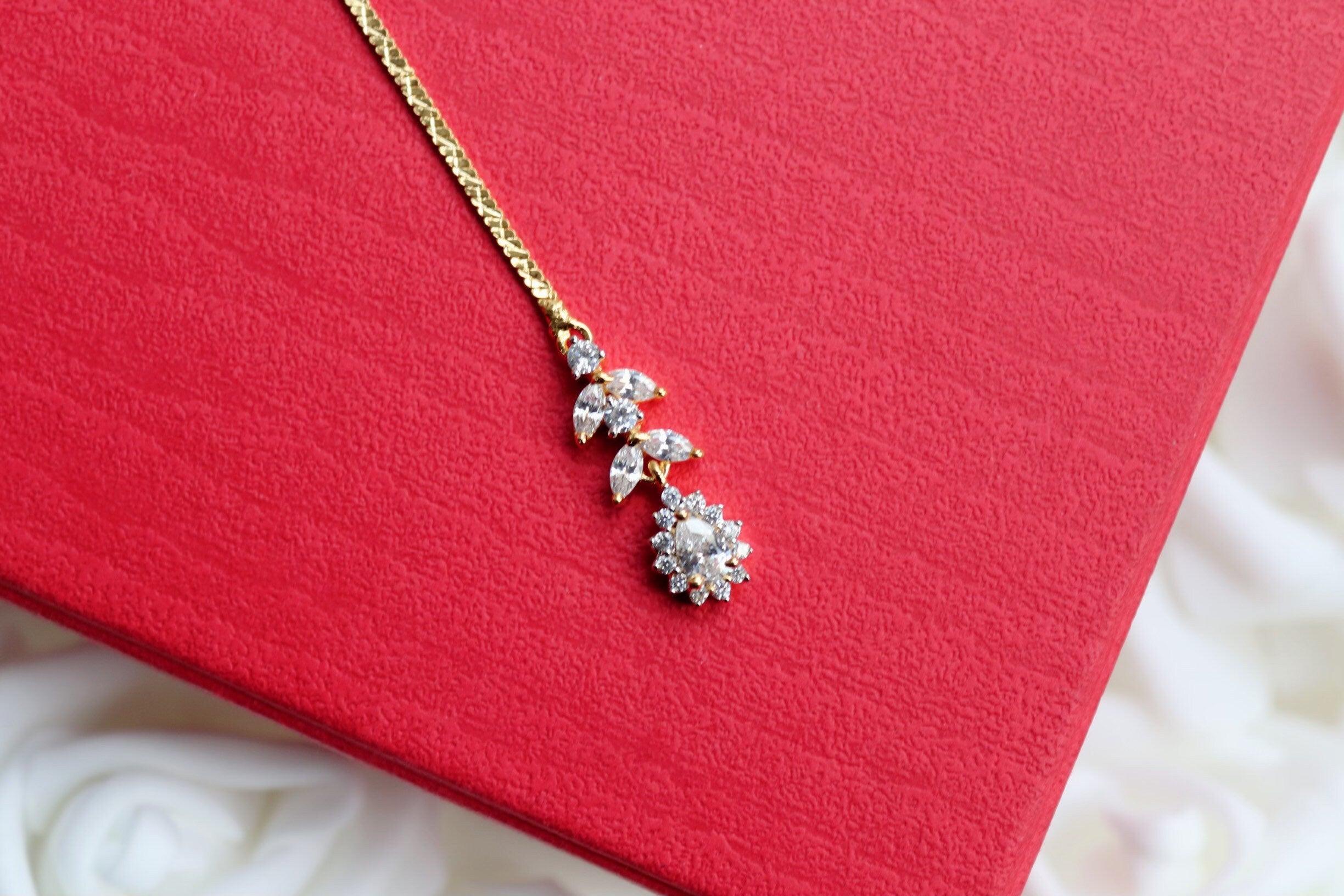 Gold CZ Tikka • Maangtikka • Small Tikka • Kids Tikka • Tikka Jewelry • Diamond Tikka • Indian Forehead Jewelry • Gold Tikka • Tikli •Dainty