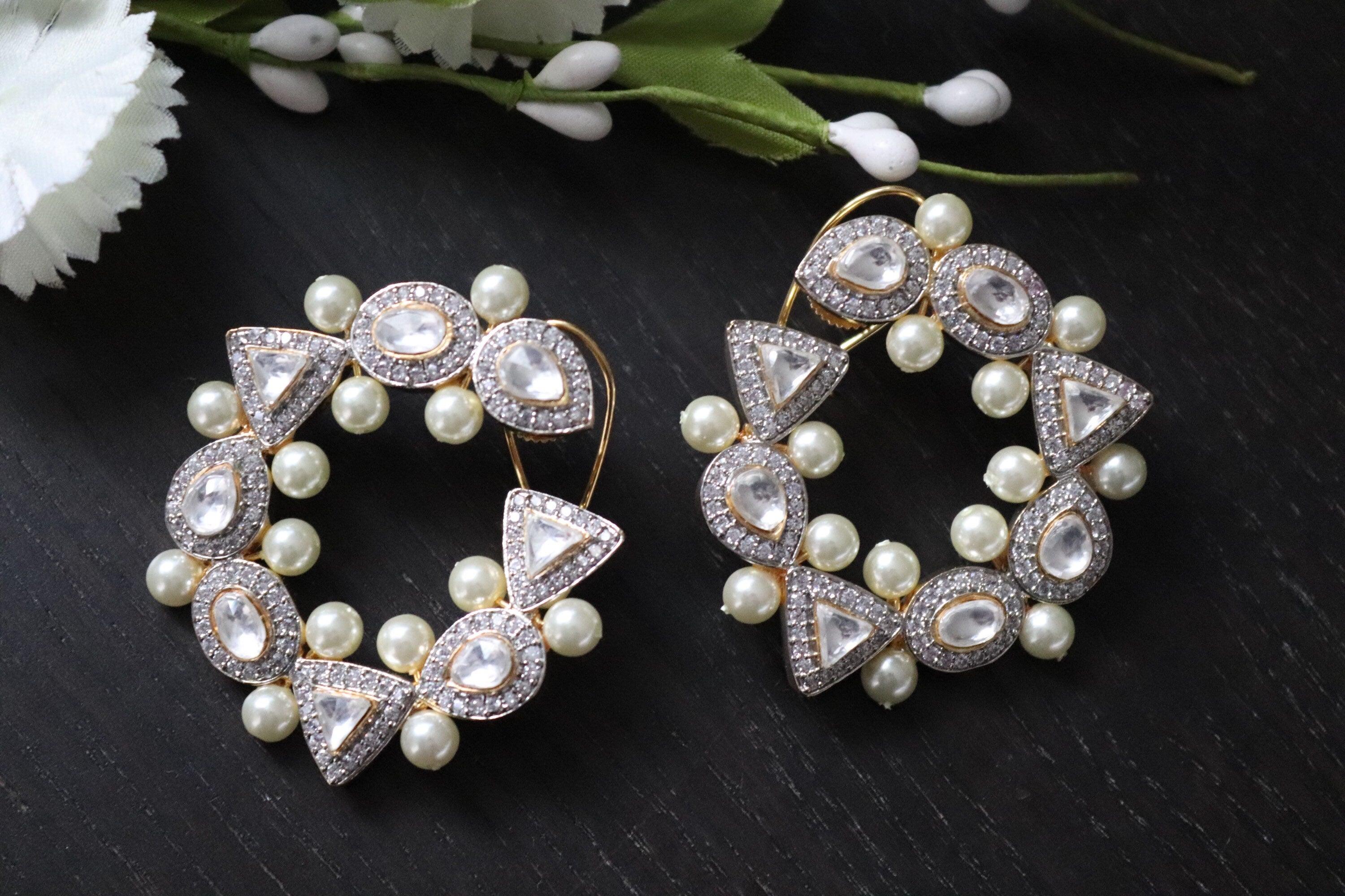 Fine Kundan Earrings/ Indian Jewelry/ Indian Earrings/ Kundan Earrings/ Kundan Jewelry/ India Jewelry/ Gold Earrings/ Elephant Earrings