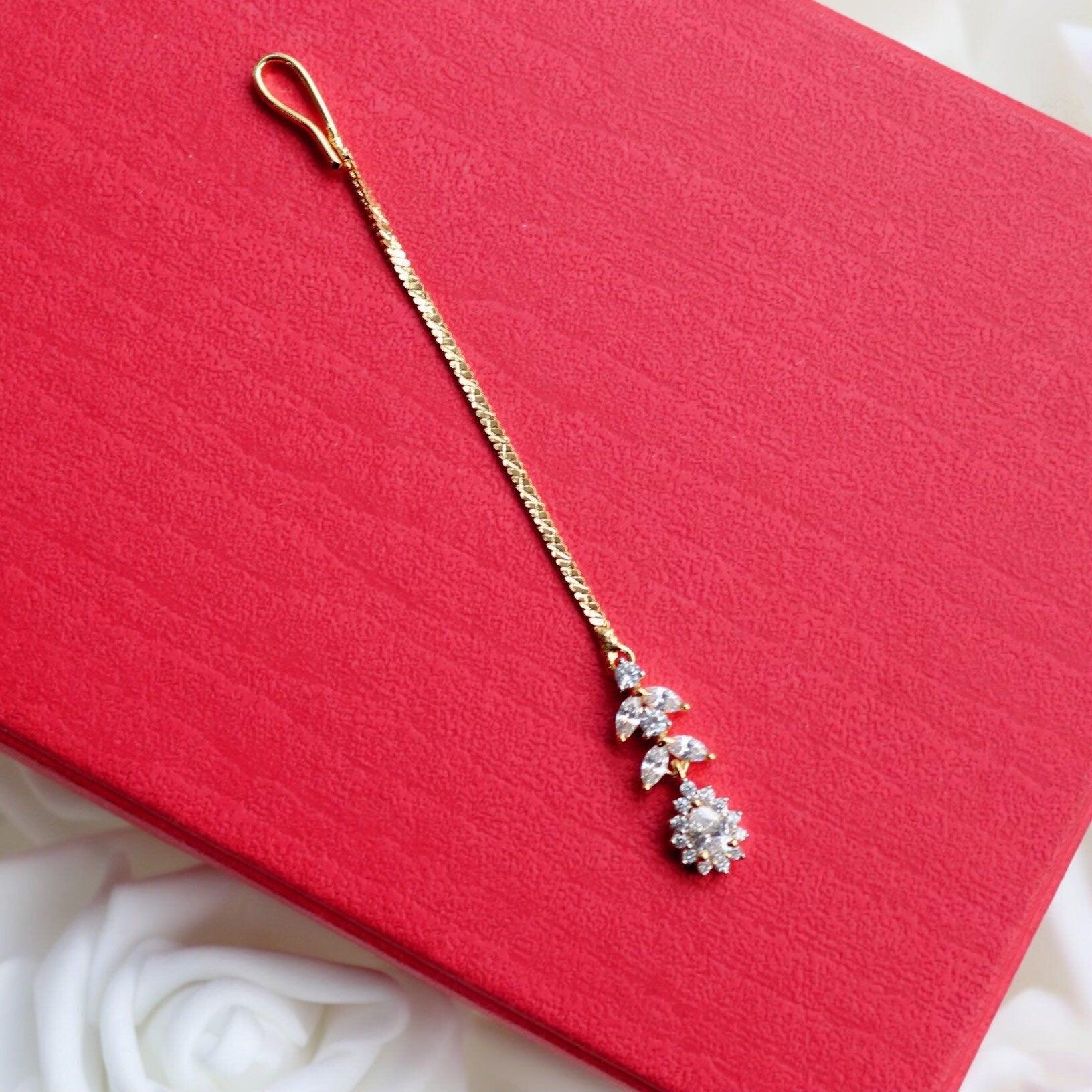 Gold CZ Tikka • Maangtikka • Small Tikka • Kids Tikka • Tikka Jewelry • Diamond Tikka • Indian Forehead Jewelry • Gold Tikka • Tikli •Dainty