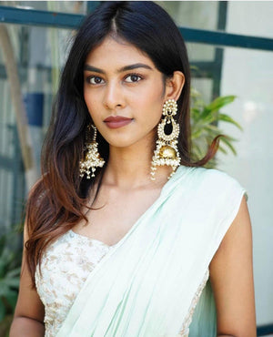 Gold Pearl Jhumkas/ Gold Earrings/ Indian earrings/ Indian jewelry/ Pakistani Jewelry/ Ethnic Jewelry/ Gold Dangle Earrings/ African Jewelry