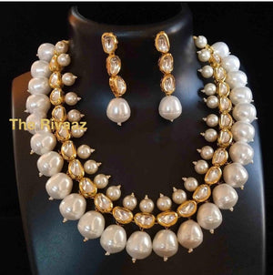 Pearl Kundan Necklace / Indian Jewelry / Indian Necklace/ Kundan Jewelry / Indian Jewelry/ Delicate Gold Necklace/ Pakistani Jewelry