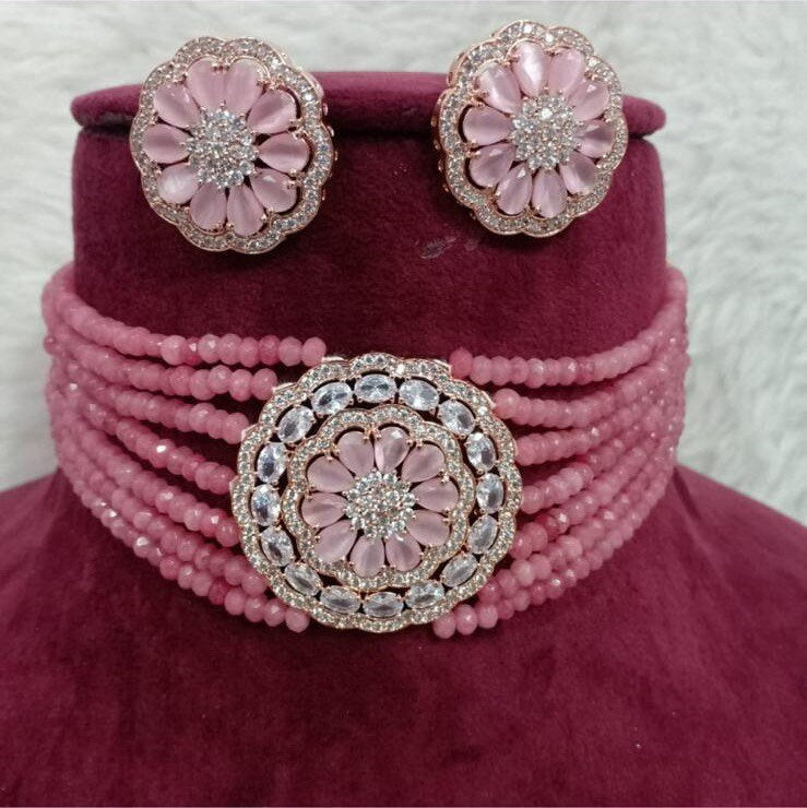 Sold Out Mona Pink Indian Kundan Choker/ Indian Jewelry/ Indian Necklace/ Indian Choker/ Indian Wedding Necklace Set/ Kundan Choker