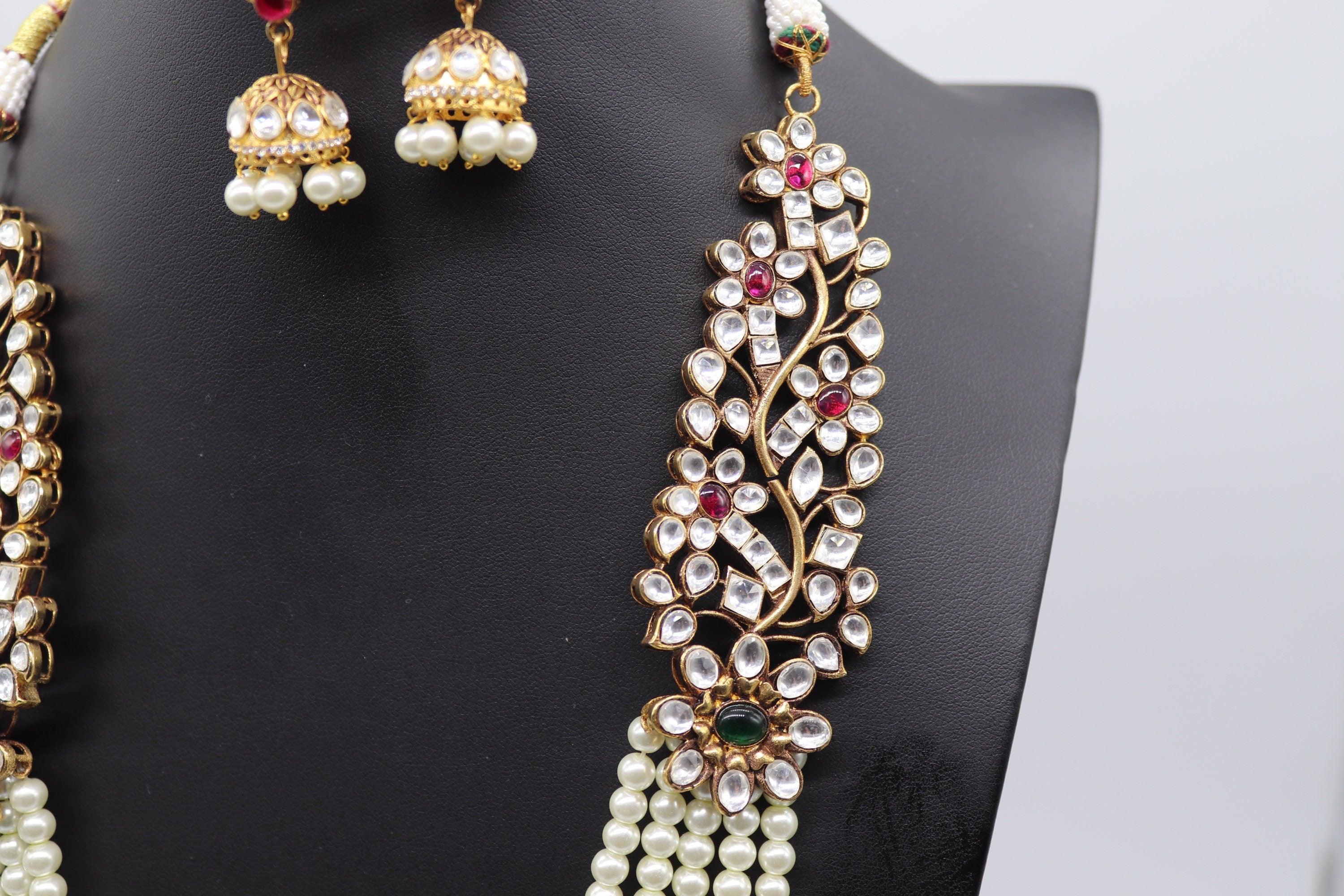 Fine Kundan Antique gold Long Necklace/ Indian Jewelry/ Indian Necklace/ Indian Wedding/ Kundan Necklace/ Kundan Jewelry/ Jewelry