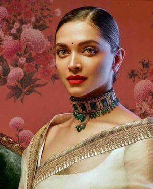 Deepika Padukone Choker/ Indian Jewelry/ Necklace/ Emerald Indian Choker/ Indian Necklace/Bollywood Jewelry/