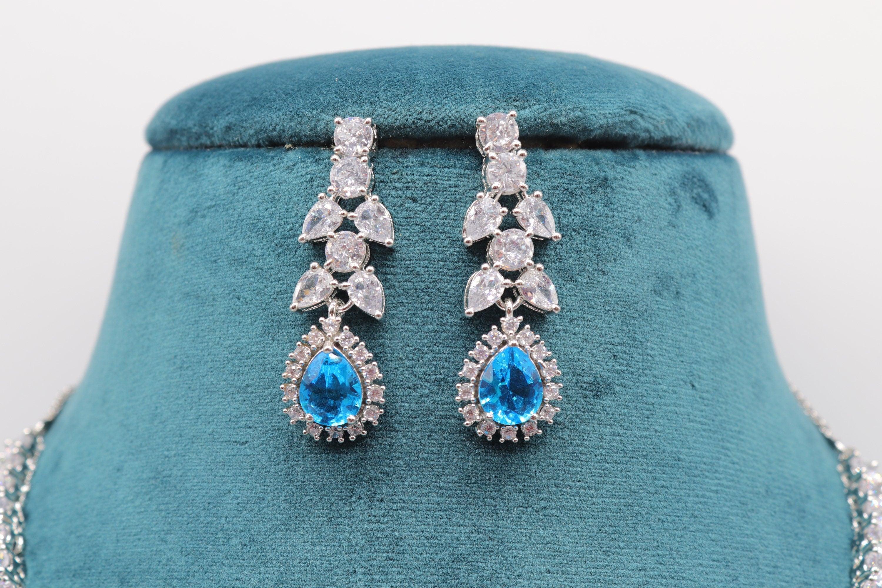 May Turquoise Diamond Necklace / Statement Jewelry/ Statement Necklace/ Elegant Jewelry/ Unique Jewelry/ Indian Jewelry/ CZ choker Necklace