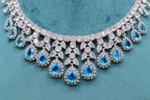 May Turquoise Diamond Necklace / Statement Jewelry/ Statement Necklace/ Elegant Jewelry/ Unique Jewelry/ Indian Jewelry/ CZ choker Necklace