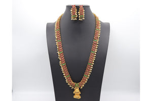 24 Inch Long Emerald- Ruby Necklace / Emerald Mala/ Haram Necklace/ Long gold necklace/ Beaded chain/ Indian Jewelry/ Indian Necklace/ South