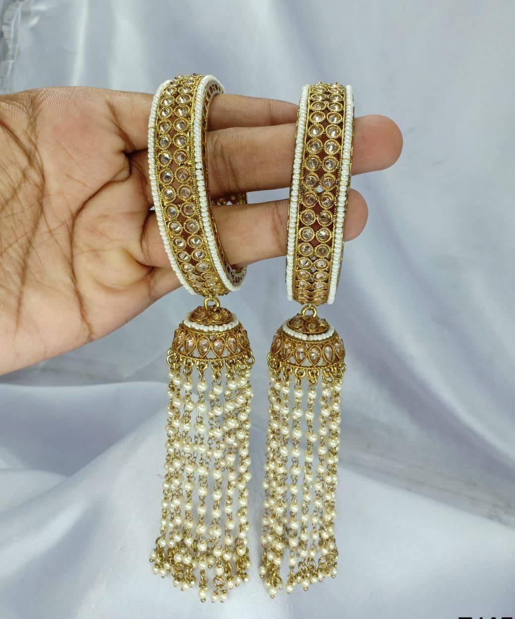 Polki Bangle Pair/ Indian Bangles/ Gold Bangle/ Indian jewelry/ Pakistani jewelry/ Bangle/ Stone bangle/