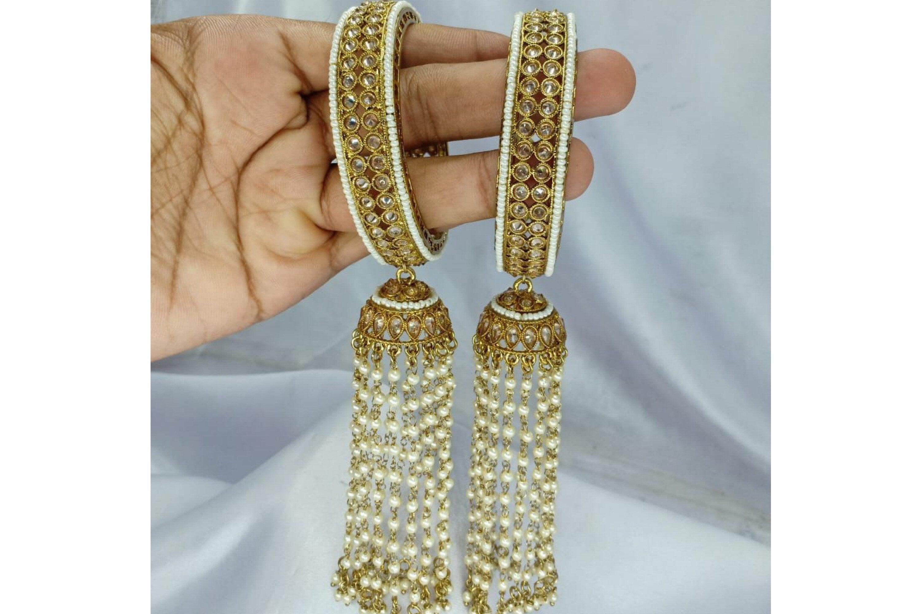 Polki Bangle Pair/ Indian Bangles/ Gold Bangle/ Indian jewelry/ Pakistani jewelry/ Bangle/ Stone bangle/