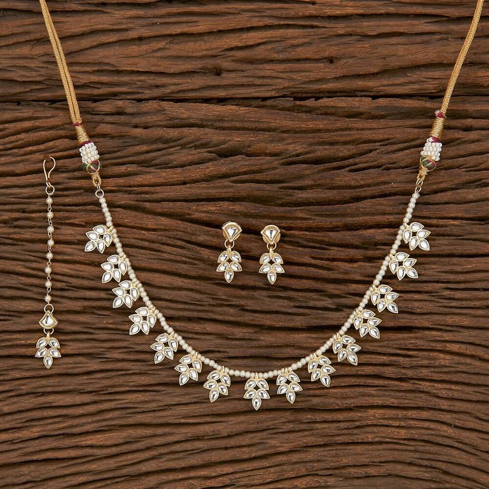 Pearl Kundan Necklace / Indian Jewelry / Indian Necklace/ One Gram Gold Necklace/ Indian Jewelry/ Delicate Gold Necklace/ Pakistani Jewelry