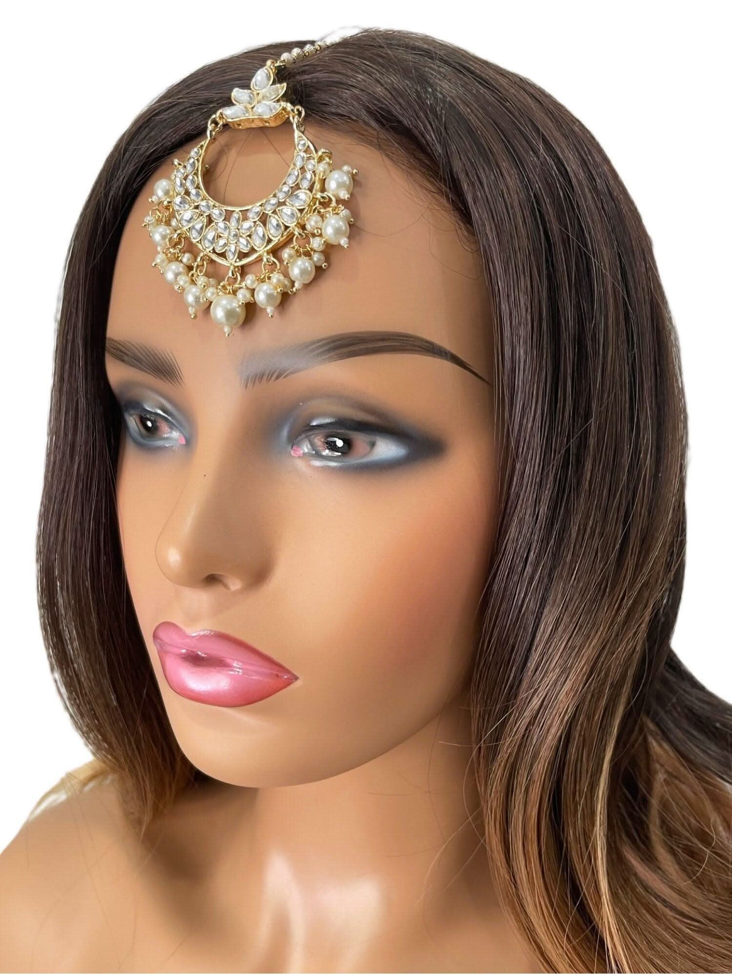Tikkah | Gold Kundan Maangtikka | a indjan Jewelry | Pakistani Jewelry | Indjan Forehead Jewelry | Tikka