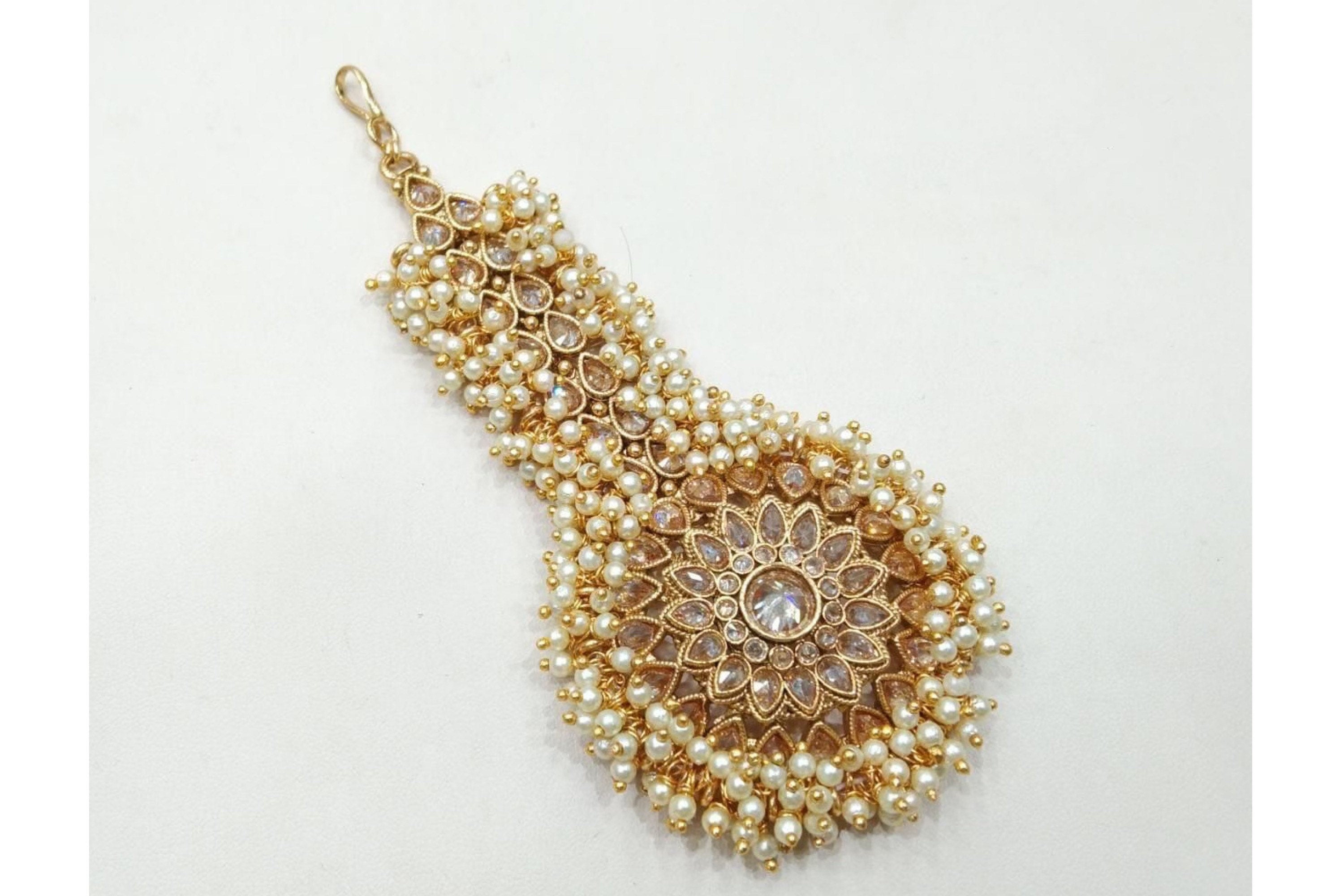 Pre Order Polki Pearl Maang tikka/ Indian Forehead Jewelry/ Tikka/ Indian Jewelry/ Indian Wedding Jewelry/ Pakistani Jewelry