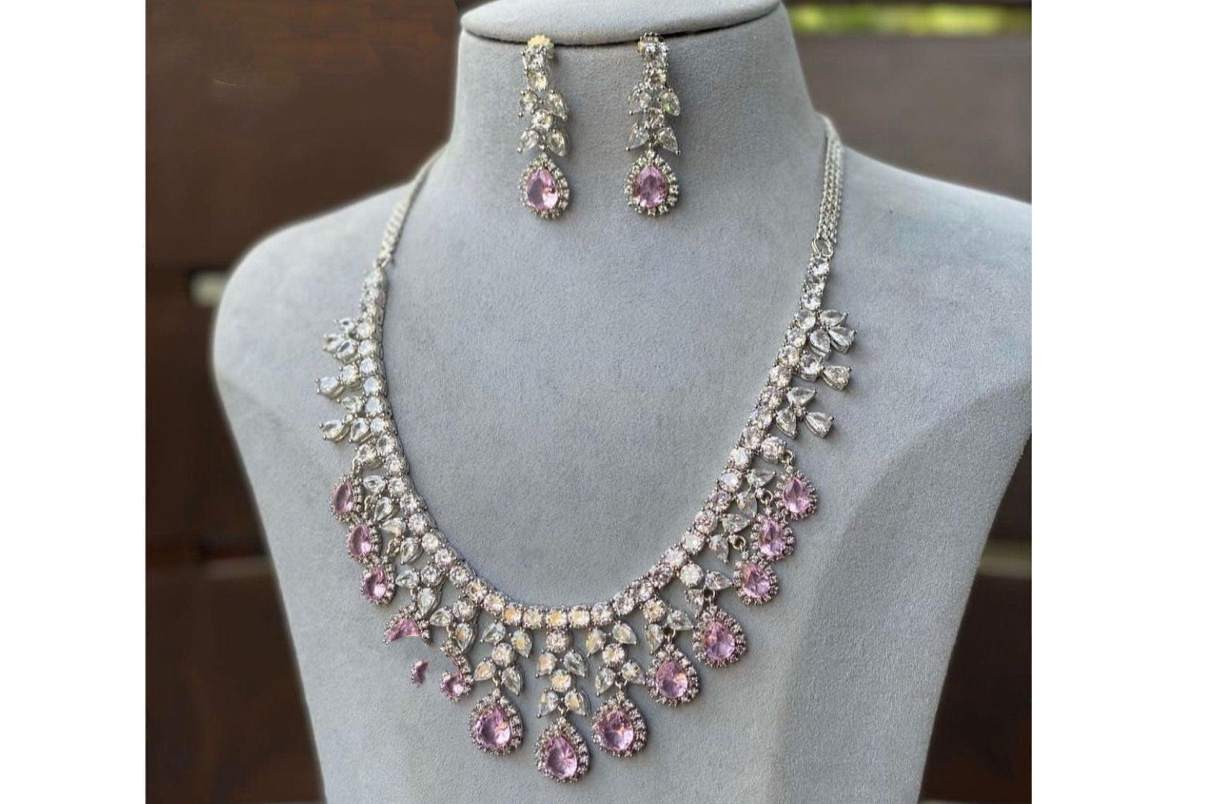 May Delicate Diamond Necklace / Statement Jewelry/ Statement Necklace/ Wedding Jewelry/ Wedding Necklace / Indian Jewelry/ CZ Necklace