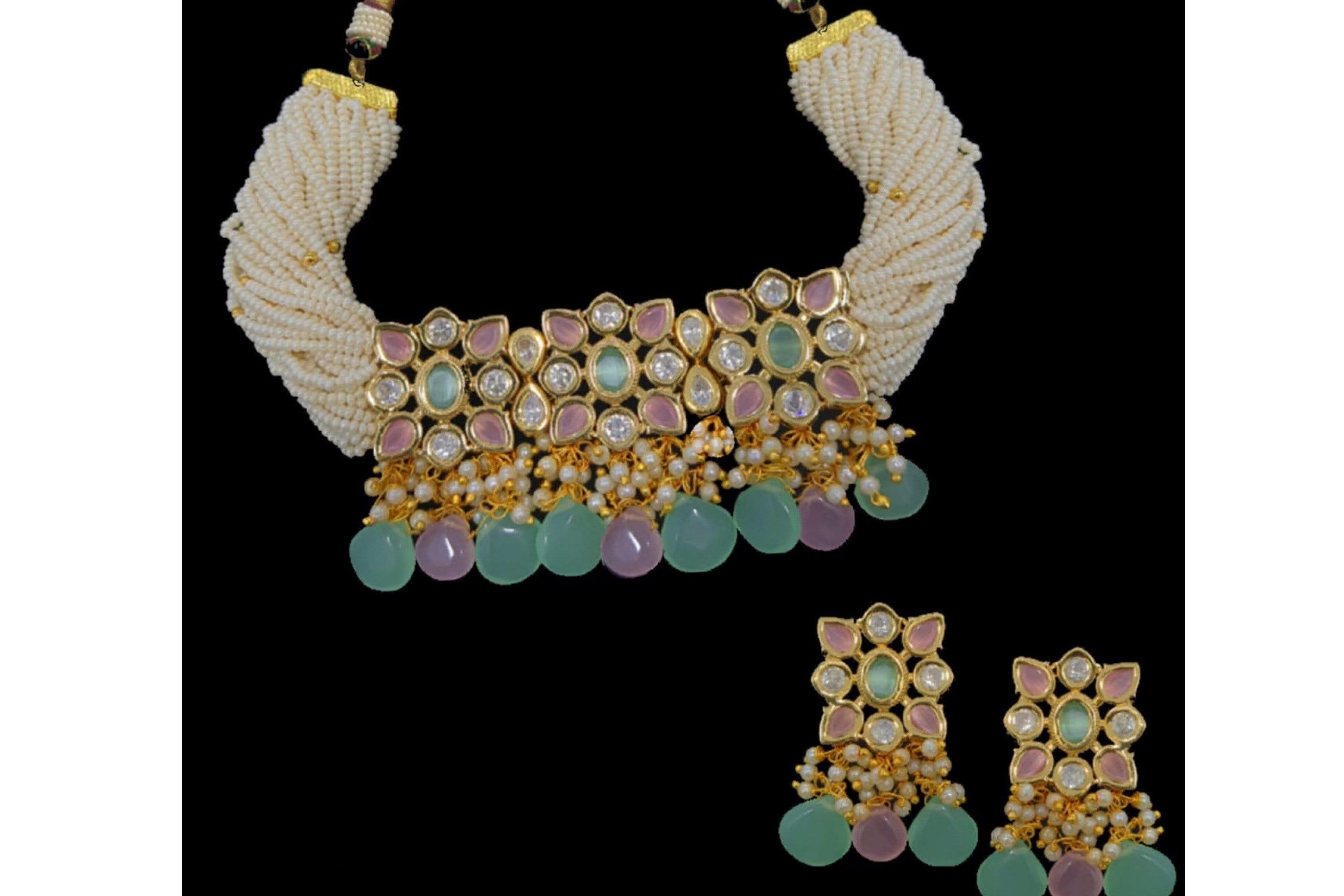 Mint Pink Kundan Choker / Indian Choker Necklace/ Pakistani jewelry/ Indian jewelry / Indkan Necklace Set / Kundan Necklace