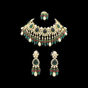 Emerald Gold Kundan Necklace/ Indian Jewelry/ Kundan Choker Necklace/ Necklace/ Bollywood Jewelry/ Indian Necklace/Indian Weddin