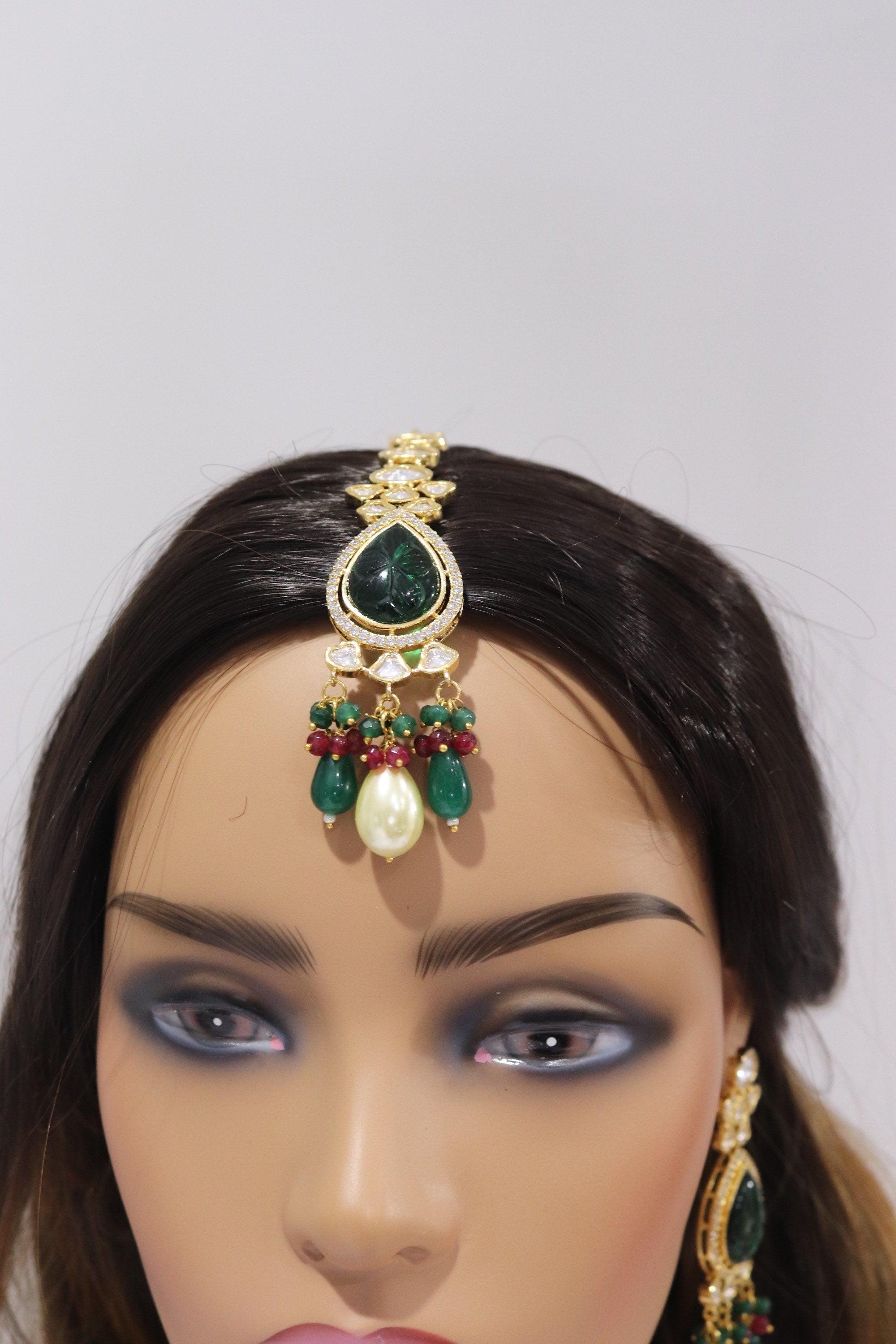 Emerald Gold Kundan Necklace/ Indian Jewelry/ Kundan Choker Necklace/ Necklace/ Bollywood Jewelry/ Indian Necklace/Indian Weddin