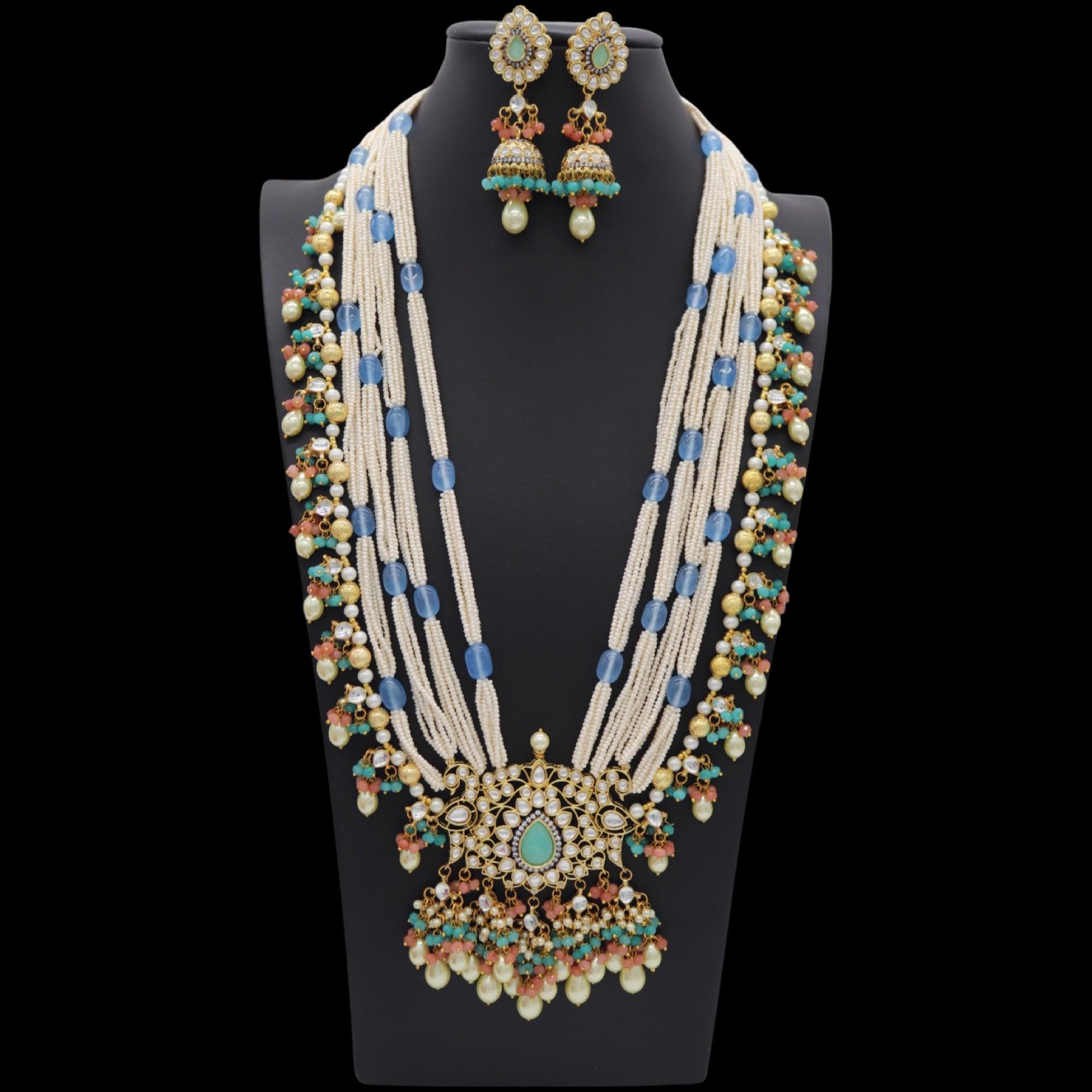 Long Kundan Necklace | Indian Jewelry | Pakistani Jewelry | Long Pearl Necklace/ Indian Jewelry Set / Long Necklace Set