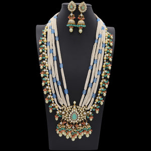 Long Kundan Necklace | Indian Jewelry | Pakistani Jewelry | Long Pearl Necklace/ Indian Jewelry Set / Long Necklace Set