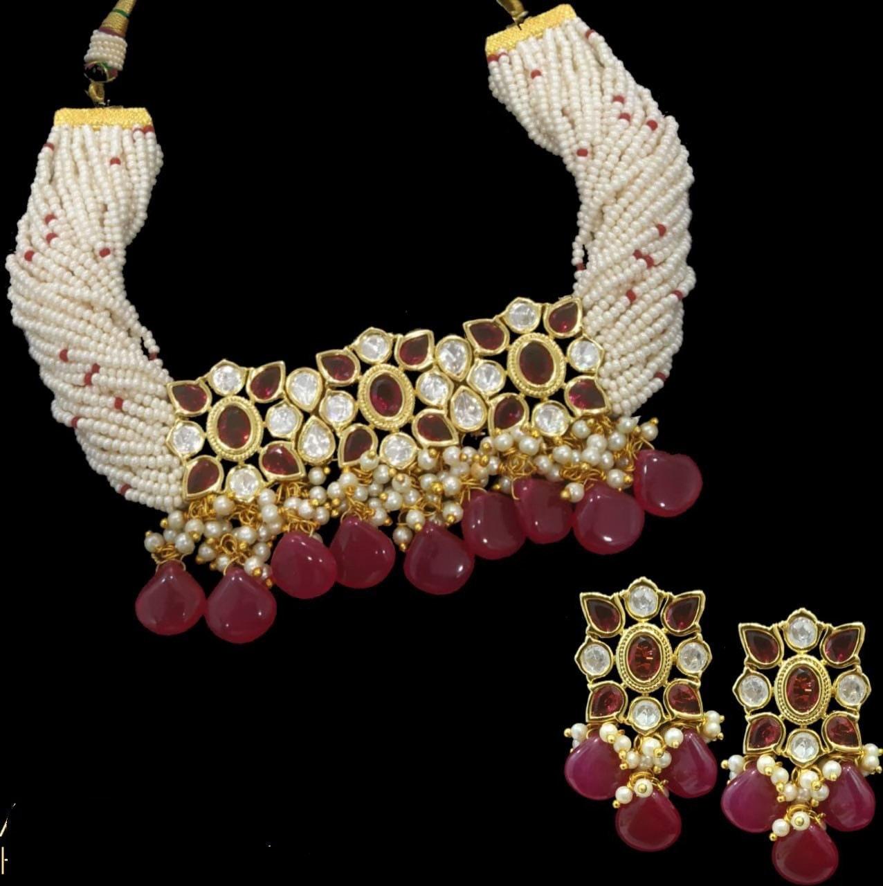 Ruby Kundan Choker / Indian Choker Necklace/ Pakistani jewelry/ Indian jewelry / Indkan Necklace Set / Kundan Necklace