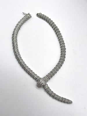 Snake Necklace CZ Snake Necklace Serpent Silver Snake Jewelry Snake Statement Necklace Statement Jewelry Crystal