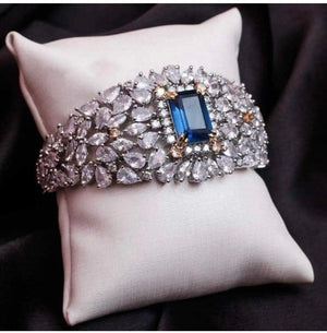 Sapphire Diamond Bracelet | Statement Jewelry | Indian Jewelry | Pakistani Jewelry | Crystal Bracelet | CZ Bracelet | CZ Bangle