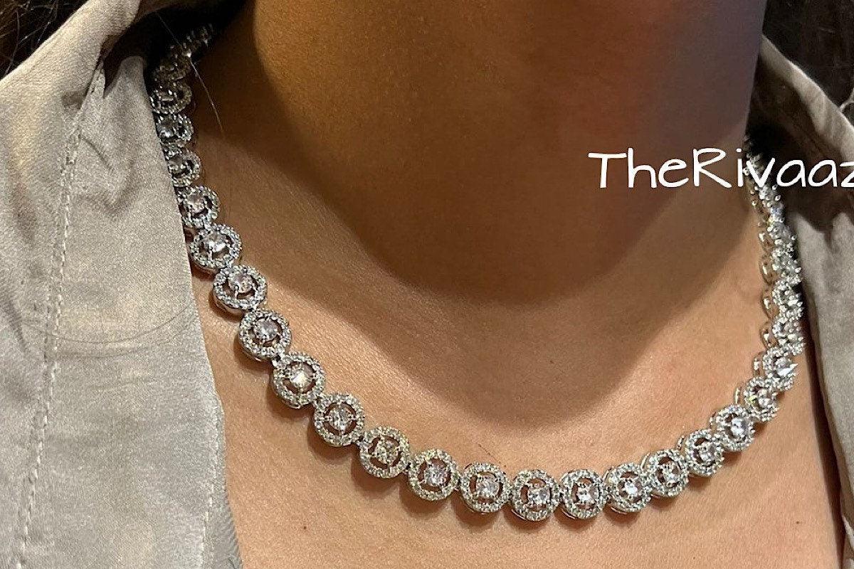 CZ Diamond Necklace / Statement Jewelry/ Statement Necklace/ Elegant Jewelry/ Unique Jewelry/ Indian Jewelry/ CZ choker
