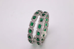 Emerald Diamond Silver Bangle | Indian Jewelry | Pakistani Jewelry | Bollywood Jewelry | Bangles | Green CZ Bangle