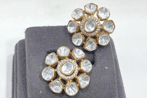 Moissanite Polki Studs / Kundan Polki Earrings/ Indian Jewelry/ Indian Earrings/ Bollywood Jewelry/ Pakistani Jewelry/ Studs