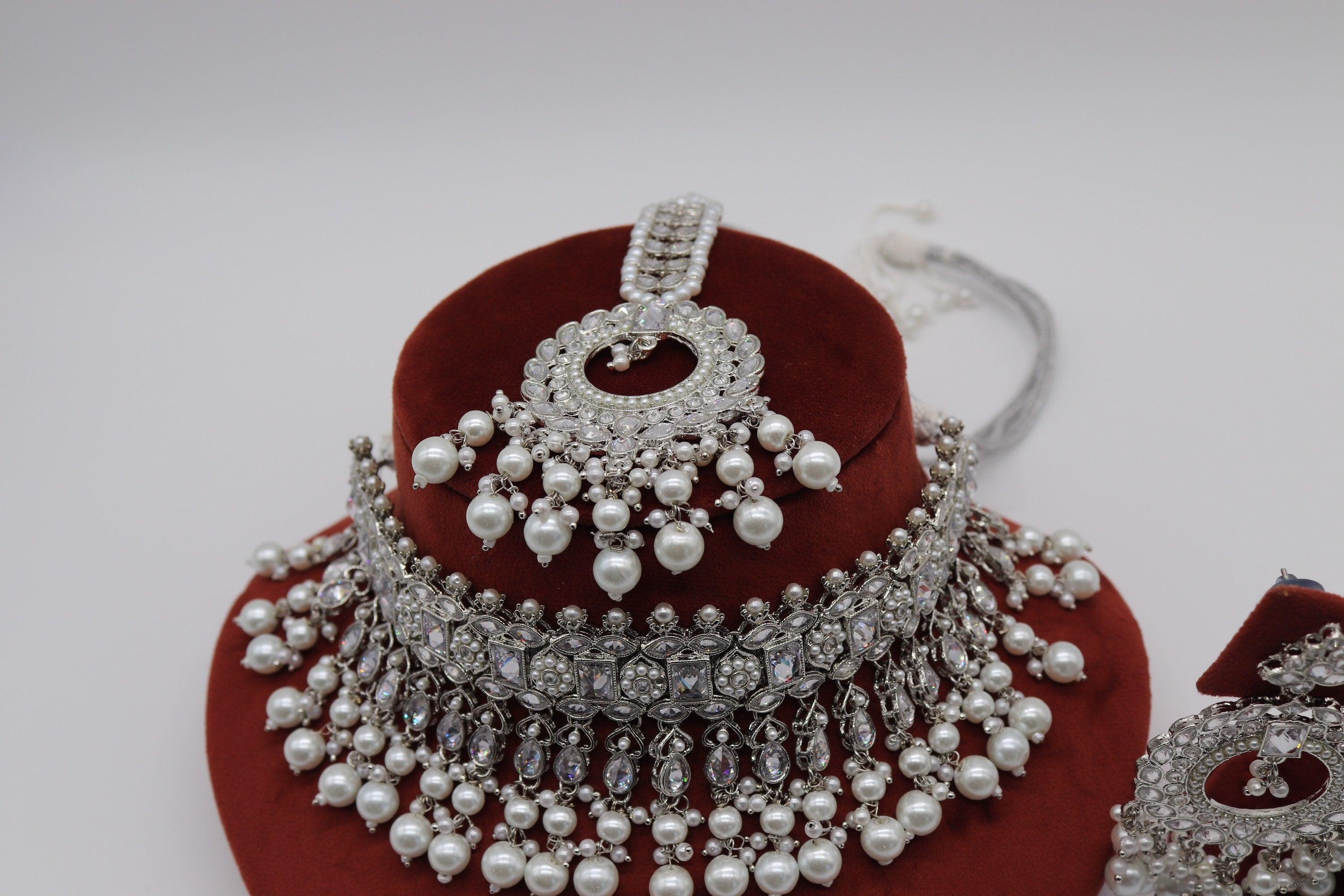 Silver Polki Choker • Pakistani Jewelry • Indian Choker • Indian Necklace • Polki Jewelry • Pakistani Necklace • Kundan Necklace • Silver
