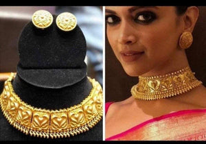 Deepika Gold Choker/ Indian Jewelry / Indian Choker / Indian Necklace/ Pakistani Jewelry/ Punjabi Jewelry