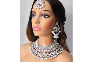 Silver Polki Necklace / Silver Choker/ Indian Choker Necklace/ Pakistani jewelry/ Indian jewelry/ Indian necklace/ Pakistani Choker