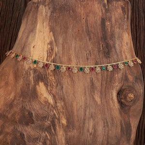 Ruby Green Gold Polki Belly Chain/ Kamarbandh// Indian Jewelry/ Indian waist chain/ Jewelry Belt/ South Jewelry/ Ethnic Jewelry