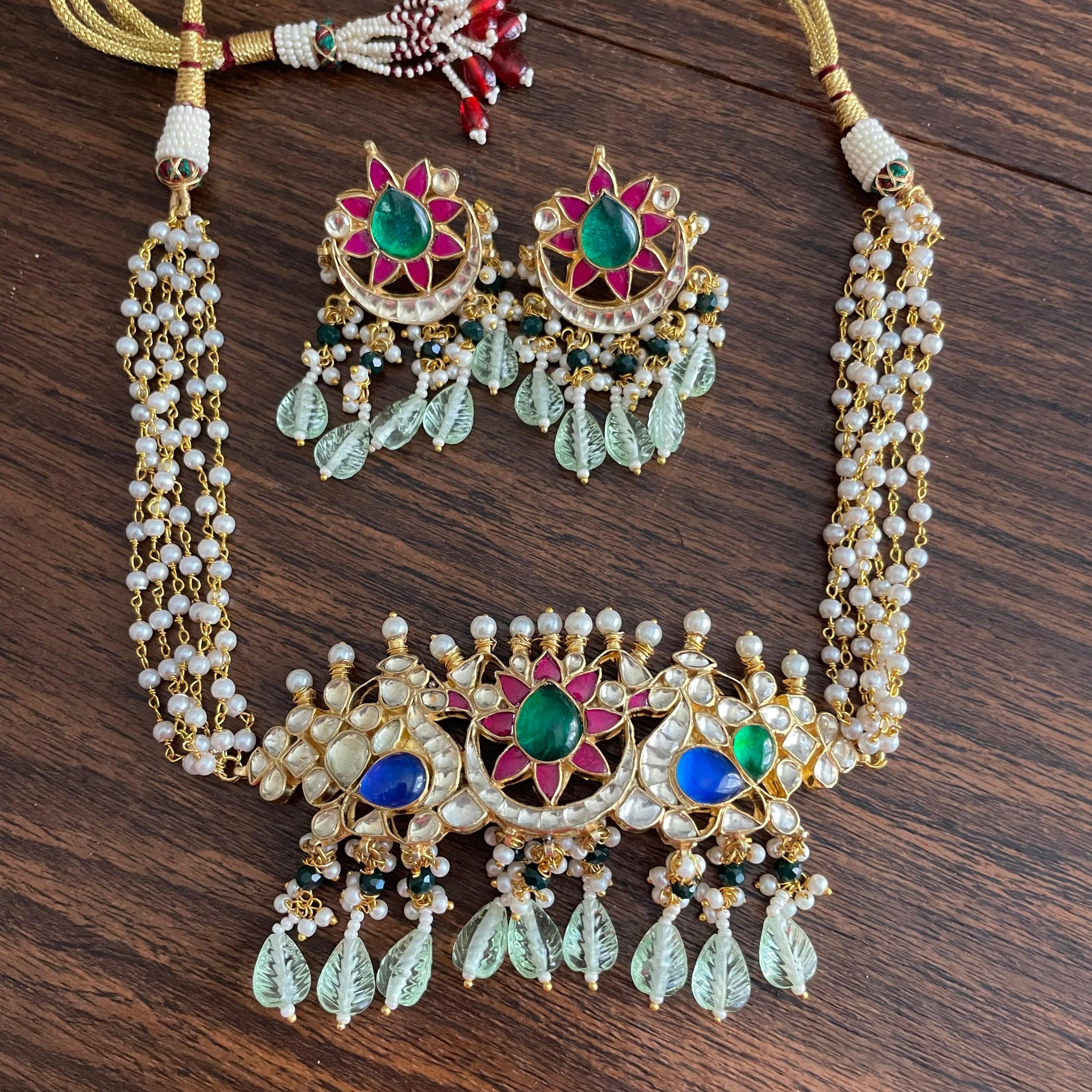 Navratan Jadau Choker Necklace | Pacchi Kundan Choker | Indian Jewelry | Pakistani Jewelry | Kundan Necklace | Kundan Jewelry