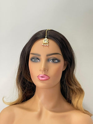 Ruby Lotus Delicate Kundan Maang tikka/ Kundan Tikka/ Tikka/Indian Jewelry/ Pakistani Jewelry/Punjabi Jewelry/ Indian forehead jewelry