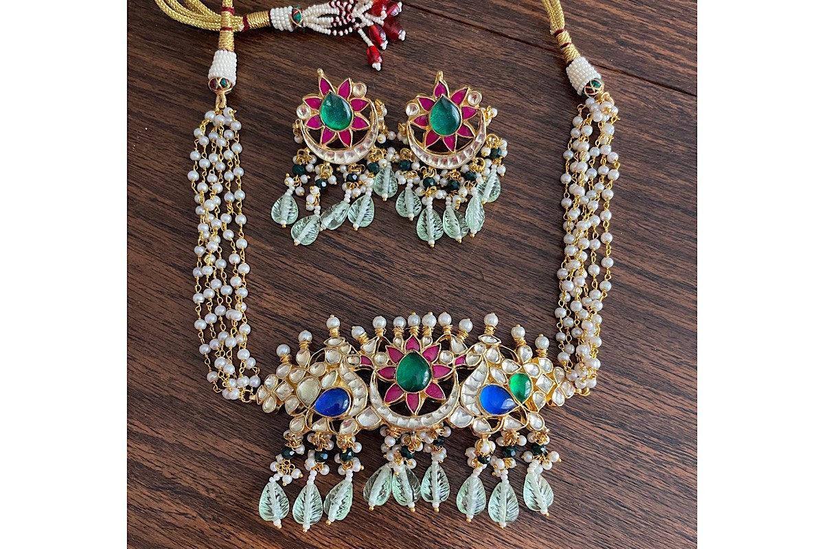 Navratan Jadau Choker Necklace | Pacchi Kundan Choker | Indian Jewelry | Pakistani Jewelry | Kundan Necklace | Kundan Jewelry