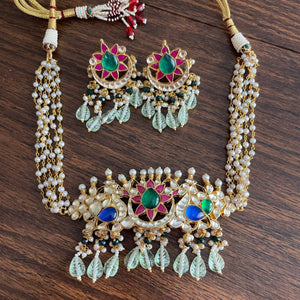 Navratan Jadau Choker Necklace | Pacchi Kundan Choker | Indian Jewelry | Pakistani Jewelry | Kundan Necklace | Kundan Jewelry