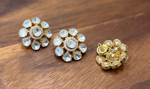 Moissanite Polki Studs / Kundan Polki Earrings/ Indian Jewelry/ Indian Earrings/ Bollywood Jewelry/ Pakistani Jewelry/ Studs