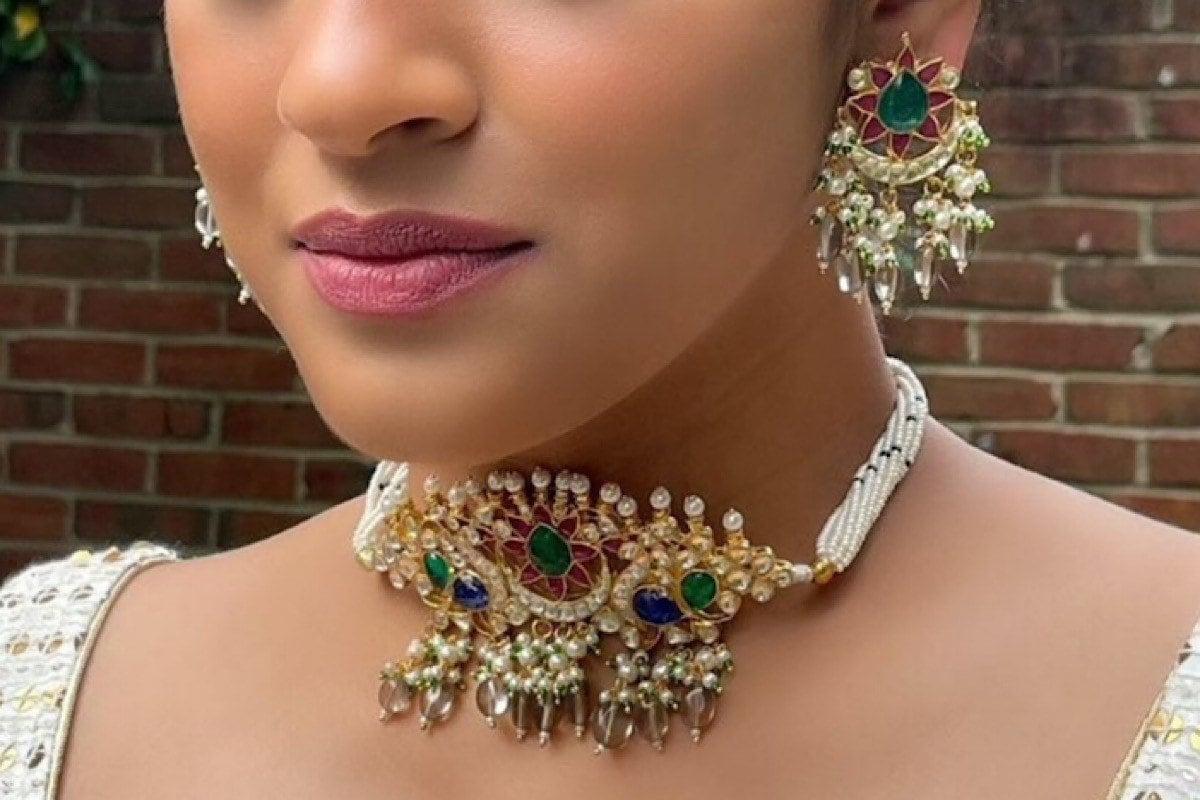 Navratan Jadau Choker Necklace | Pacchi Kundan Choker | Indian Jewelry | Pakistani Jewelry | Kundan Necklace | Kundan Jewelry