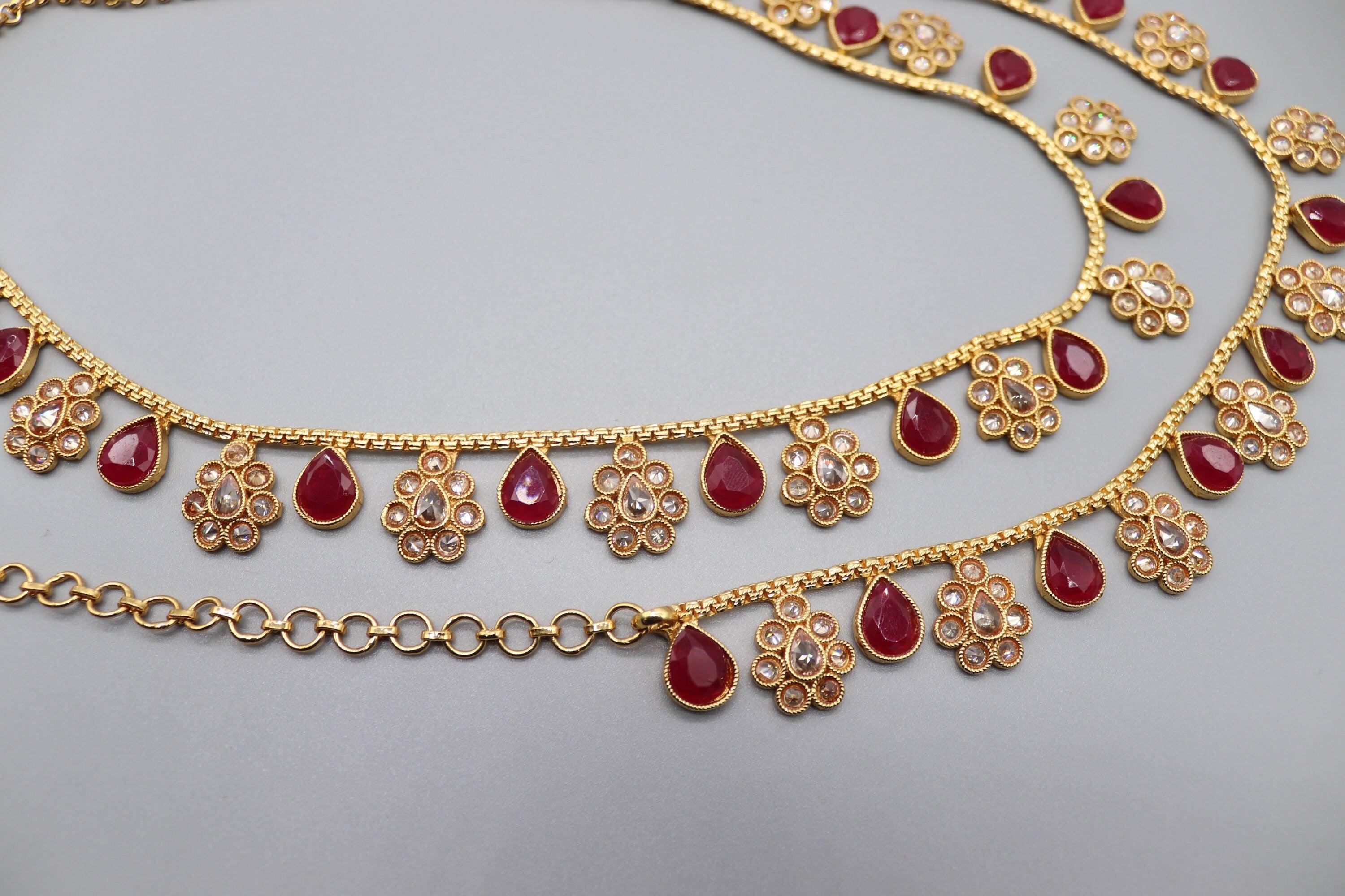 Ruby Gold Polki Belly Chain/ Kamarbandh// Indian Jewelry/ Indian waist chain/ Jewelry Belt/ South Jewelry/ Boho Jewelry/ Ethnic Jewelry