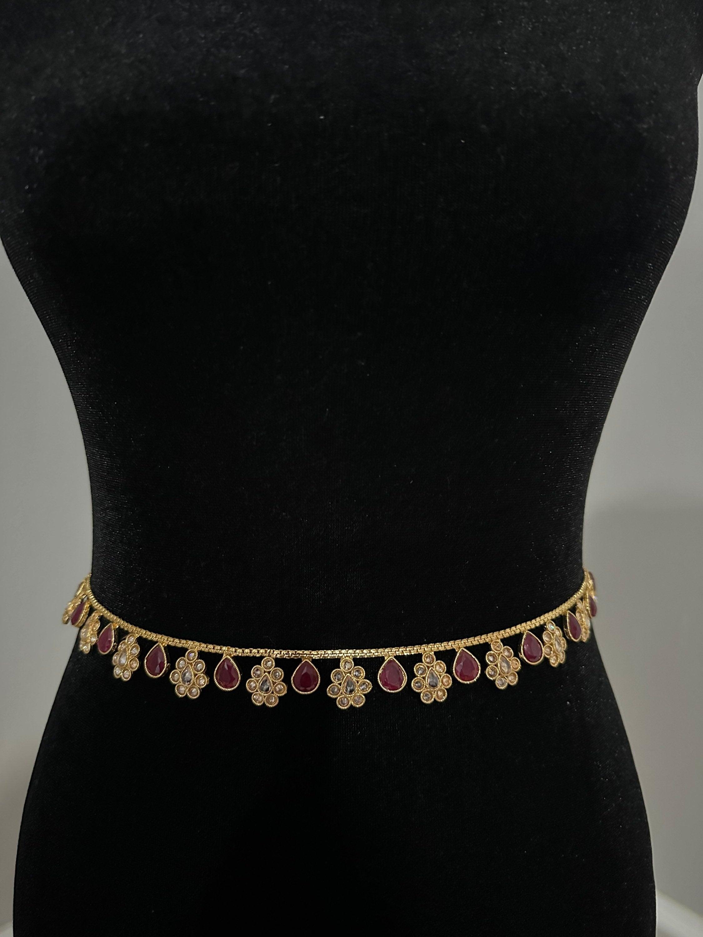 Ruby Gold Polki Belly Chain/ Kamarbandh// Indian Jewelry/ Indian waist chain/ Jewelry Belt/ South Jewelry/ Boho Jewelry/ Ethnic Jewelry