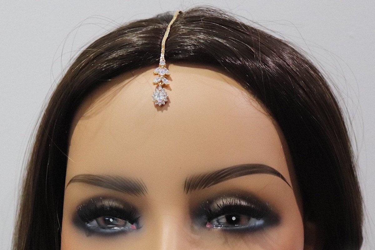 Gold CZ Tikka • Maangtikka • Small Tikka • Kids Tikka • Tikka Jewelry • Diamond Tikka • Indian Forehead Jewelry • Gold Tikka • Tikli •Dainty