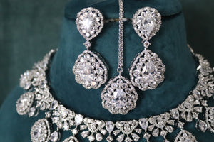 5 Piece CZ Necklace Set • Crystal Necklace • Wedding Jewelry • American Diamond Necklace • Pakistani Jewelry • CZ Necklace • Indian Jewelry
